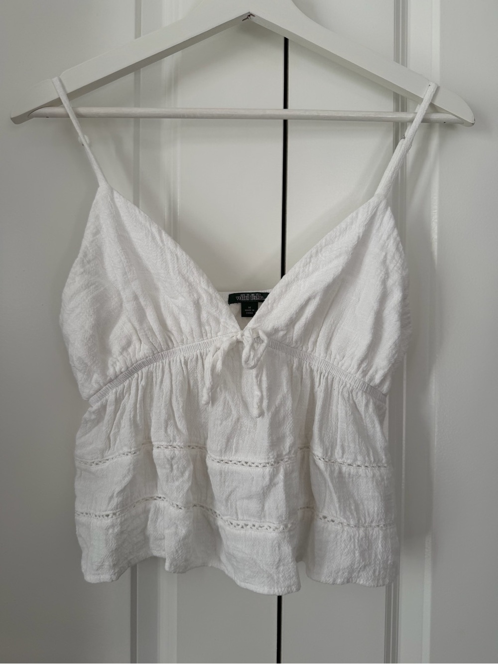 wild fable White Eyelet Tie-Front Tank
